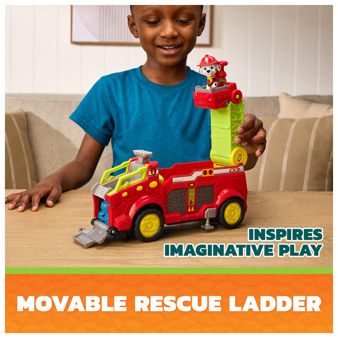 Paw Patrol 6076167 Dino Rescue Responder Camion dei Pompieri con Action Figure di Marshall e 3 Proiettili colore Multicolore