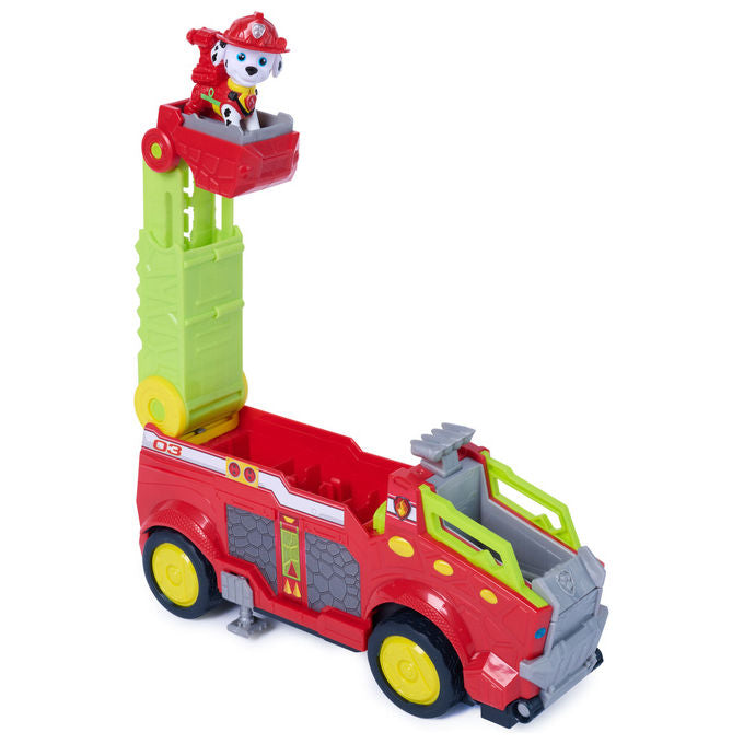 Paw Patrol 6076167 Dino Rescue Responder Camion dei Pompieri con Action Figure di Marshall e 3 Proiettili colore Multicolore