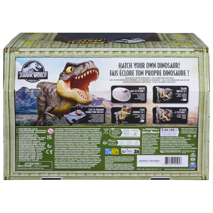 SPIN MASTER 6076597 Primal Hatch Dinosauro Giocattolo Interattivo con Schiusa dell’Uovo Suoni e Reazioni Parti Articolate Accessori Clicker e Cibo incluso colore Nero