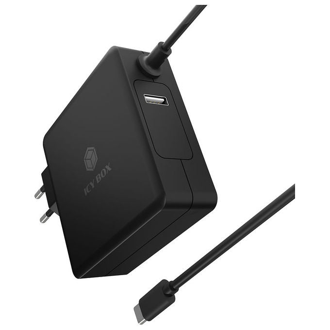ICY BOX IB-PS101-PD Caricatore USB PD 3.0 90W con USB-C e USB-A 120 x 30 x 83 mm colore Nero