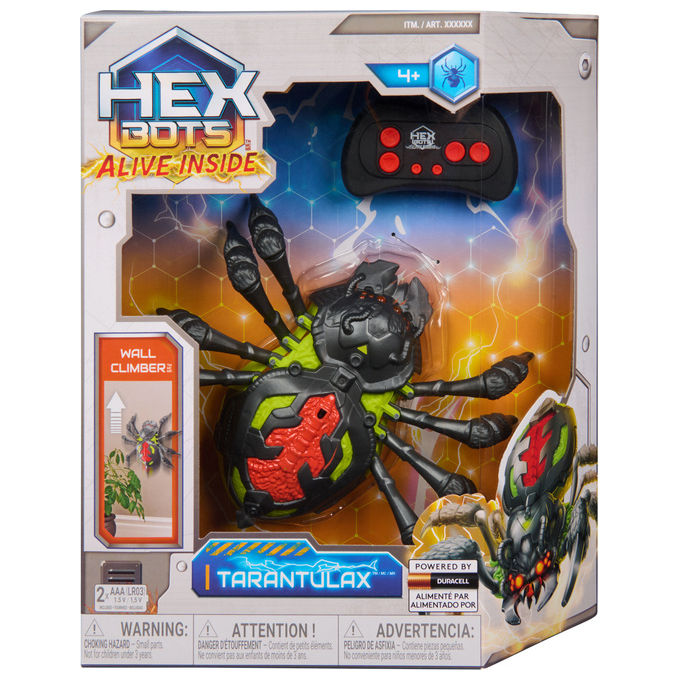 Spin Master 6077330 Hex Bots Ragno Tarantulax Robot d'Intrattenimento Insetto Robotico Telecomando Batterie Incluse colore Nero