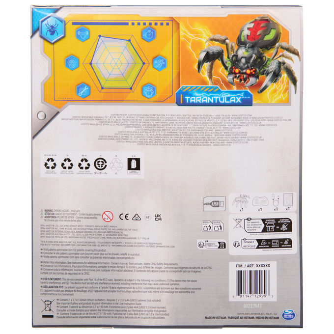 Spin Master 6077330 Hex Bots Ragno Tarantulax Robot d'Intrattenimento Insetto Robotico Telecomando Batterie Incluse colore Nero