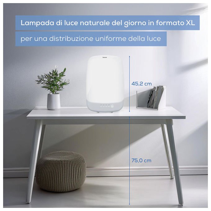 Beurer TL85 Lampada Antidepressiva 12.000 lux Timer Funzione Memoria LED UV-free colore Bianco