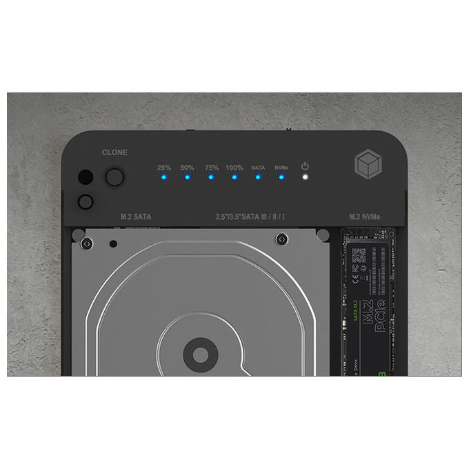 ICY BOX 61017 IB-2915MSCL-C31 Docking Station per HDD SSD SATA e M.2 con USB 3.2 Gen 2 Type-C 10 Gbit-s colore Nero