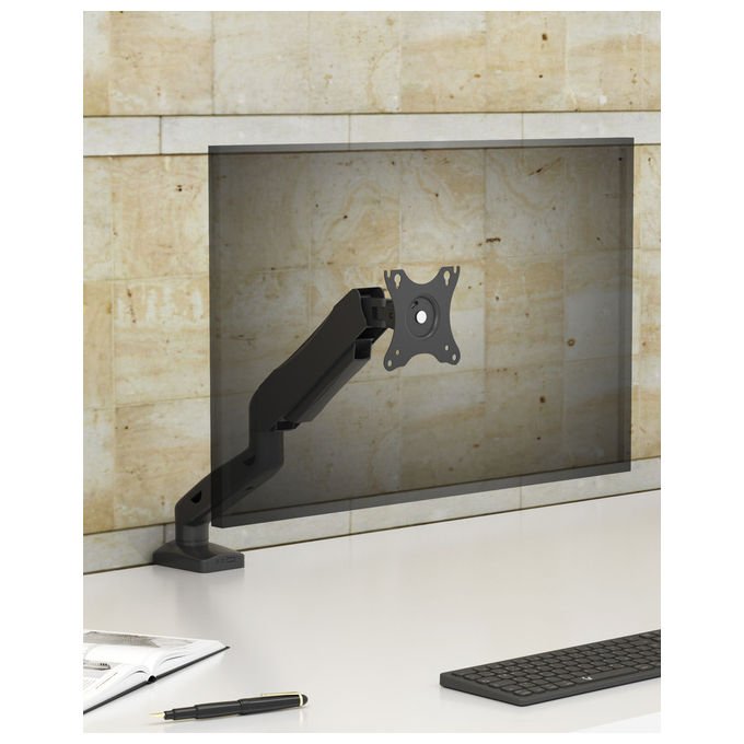 ICY BOX 61073 IB-MS203-T Supporto Monitor da Scrivania Regolabile Altezza fino a 406 mm Rotazione ±90° Inclinazione ±45° VESA 75x75 100x100 mm 9 Kg colore Grigio Argento