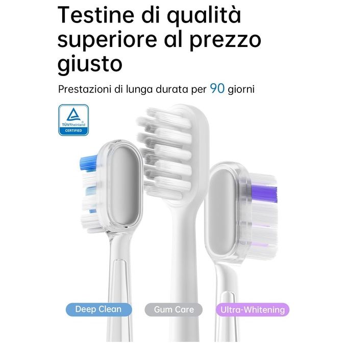 Laifen, Spazzolino Elettrico Rotante Oscillante in Alluminio, 3 Testine