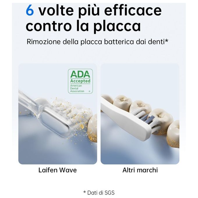 Laifen, Spazzolino Elettrico Rotante Oscillante in Alluminio, 3 Testine