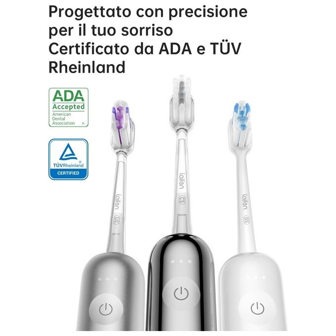 Laifen, Spazzolino Elettrico Rotante Oscillante in Alluminio, 3 Testine