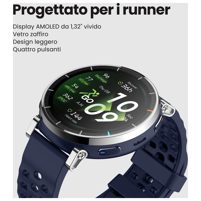 Amazfit W2558GL1N Active 3 Smartwatch AMOLED 1.32'' Vetro Zaffiro GPS NFC Bluetooth 5.3 12 giorni