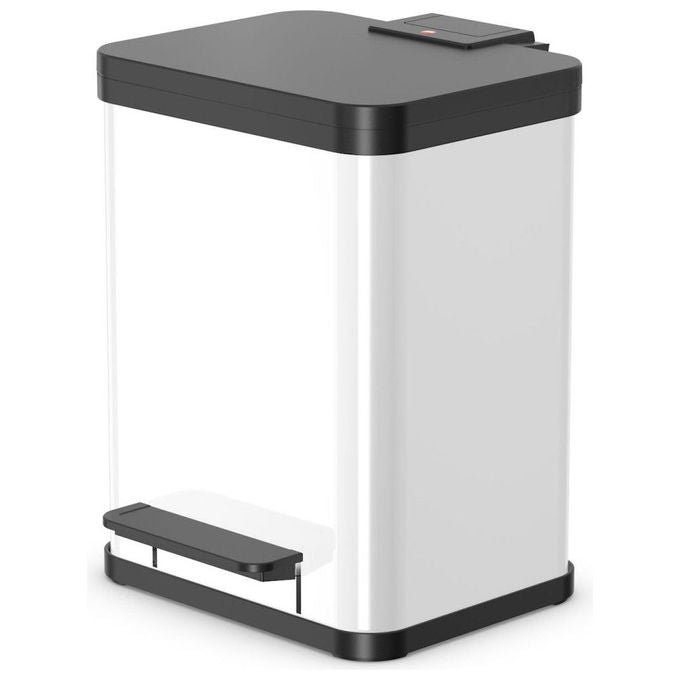 Hailo 4007126016133 Öko duo Plus M Pattumiera a Pedale con 2 Secchi Interni 18 L Apertura Silenziosa e Contenitori Estraibili colore Bianco