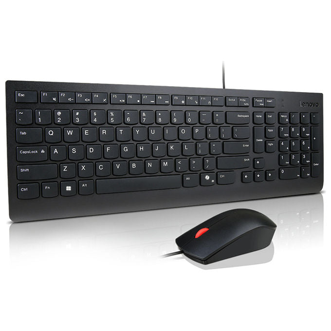 Lenovo 4X31R64439 Essential Wired Combo Tastiera Mouse Cablato USB Full-size con Tastierino Numerico 1600 DPI colore Nero