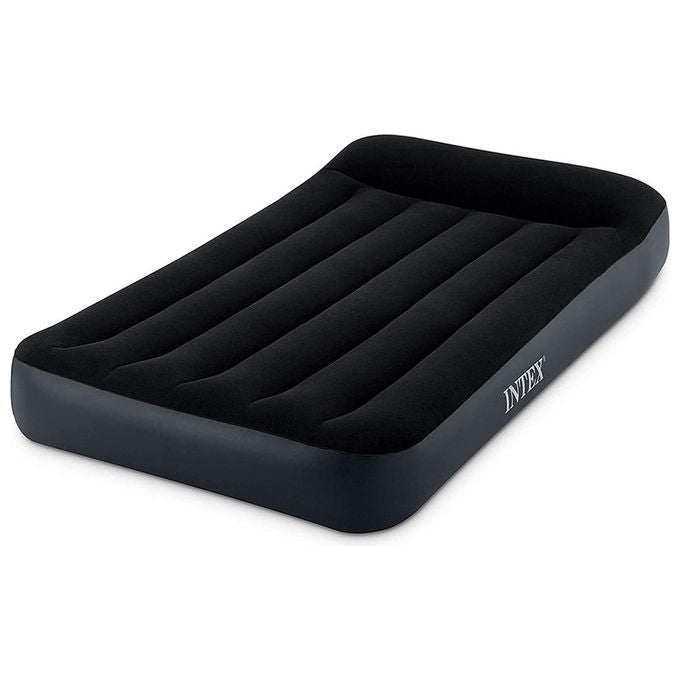 Intex 64146ND DuraBeam Pillow Rest Materasso Gonfiabile Singolo Fiber-Tech 99x191x25 cm Pompa Integrata 136 Kg colore Grigio
