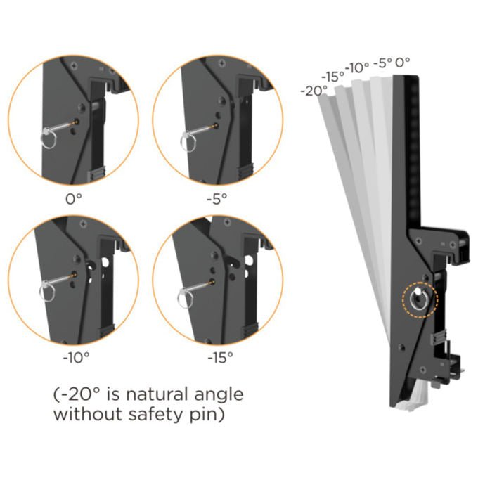 Equip 650373 Supporto a Soffitto per 2 TV 45'' 55'' Inclinabile VESA 600x400 50 Kg colore Nero Argento