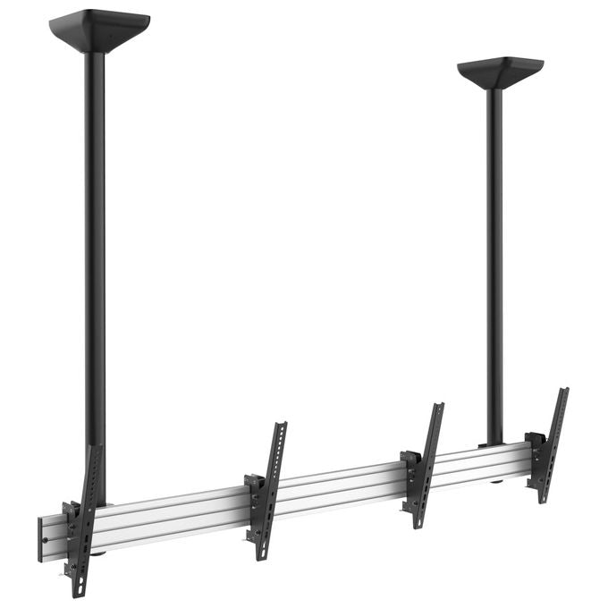Equip 650373 Supporto a Soffitto per 2 TV 45'' 55'' Inclinabile VESA 600x400 50 Kg colore Nero Argento