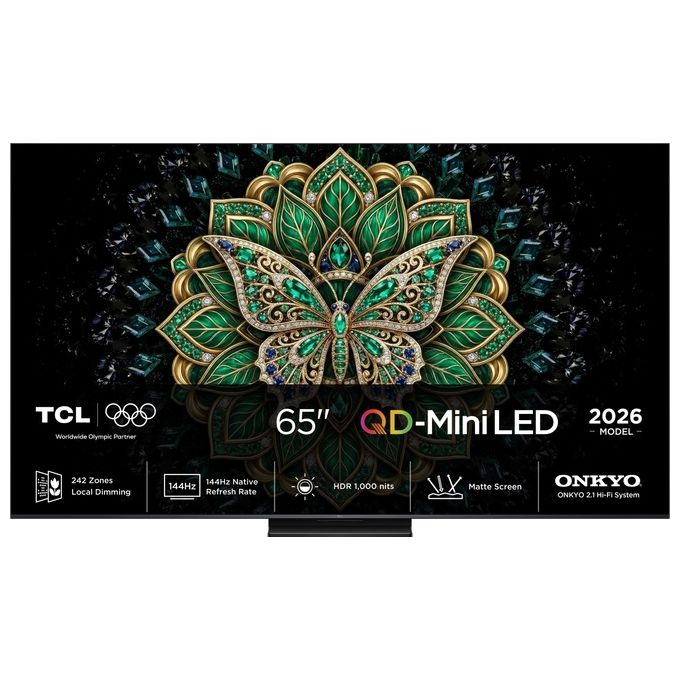 TCL 65C6K PRO TV QD-Mini LED 4K UHD 144Hz Dolby Vision 2.1 Onkyo colore Nero