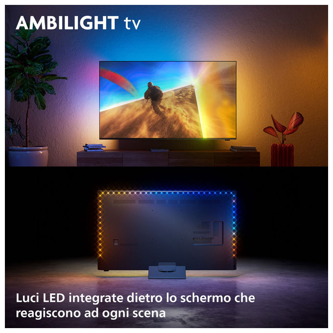 Philips 65PQS8701-12 Ambilight TV 65PQS8701 Smart TV 4K UHD QLED 65'' Dolby Atmos Titan OS colore Nero