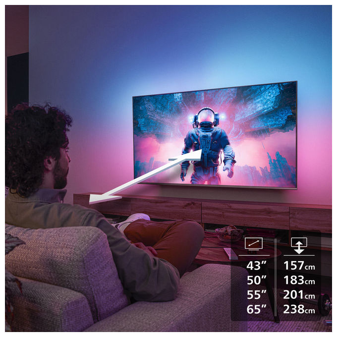 Philips 65PQS8701-12 Ambilight TV 65PQS8701 Smart TV 4K UHD QLED 65'' Dolby Atmos Titan OS colore Nero