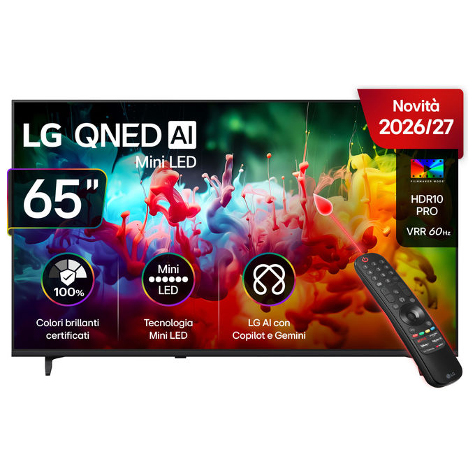 LG 65QNED70B6C QNED AI MiniLED 65'' Smart TV 4K 100% Volume Colore 3 HDMI colore Nero