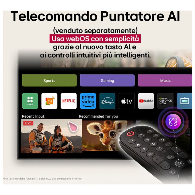 LG smart tv 65 pollici 4K, 65UA73006LA, LED Direct-LED, WebOS 25, HDR10, processore α7 Gen8, Game Optimizer, DVB-T2