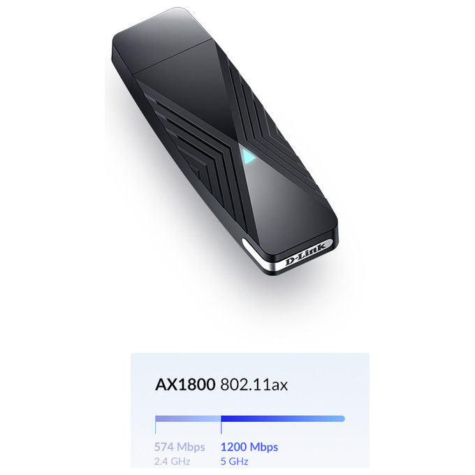 D-Link DWA-X1850 Adattatore Wi-Fi 6 USB 1800 Mbit-s Dual-band Nero