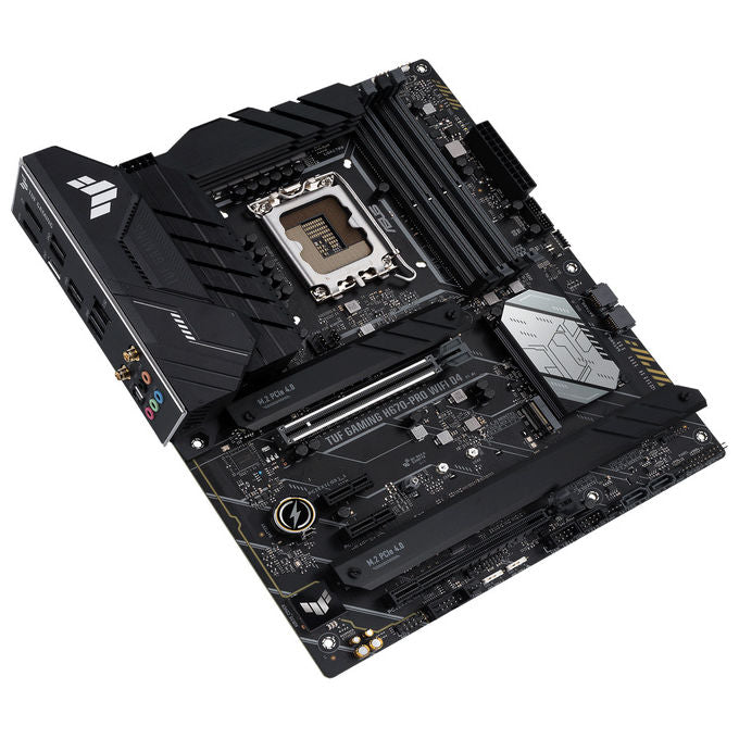ASUS TUF Gaming H670-PRO WiFi D4 Scheda Madre ATX, Intel H670, LGA1700, DDR4, PCI 5.0, Intel 2.5Gb Ethernet, WiFi 6, Realtek 7.1 Surround, 4xM.2, 4xSATA 6GB-s, USB 3.2 Gen 2x2, Armoury Crate, Nero