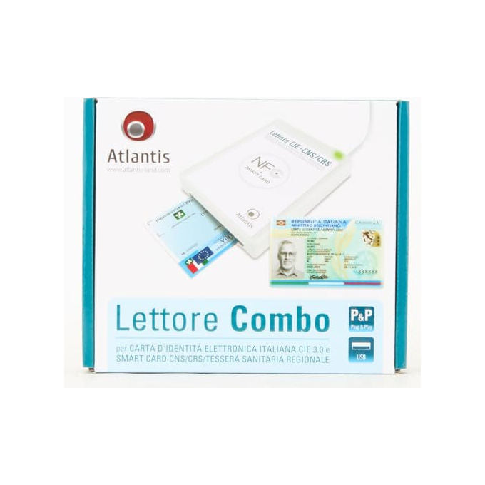 Atlantis Lettore CIE 3.0 SPID, Windows 10 11, Bianco, NFC USB