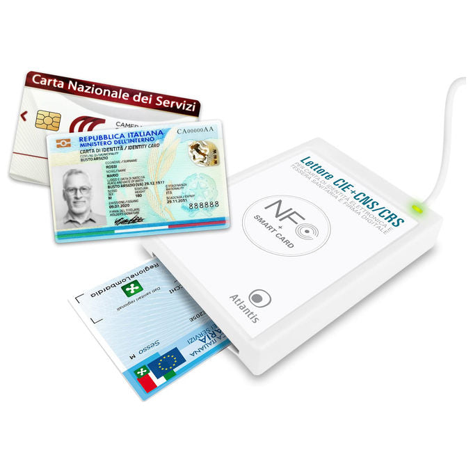 Atlantis Lettore CIE 3.0 SPID, Windows 10 11, Bianco, NFC USB