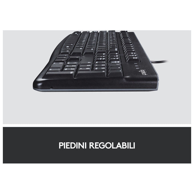 Logitech K120 Tastiera USB Cablata Full-size QWERTY Italiano Nero per Windows-Linux
