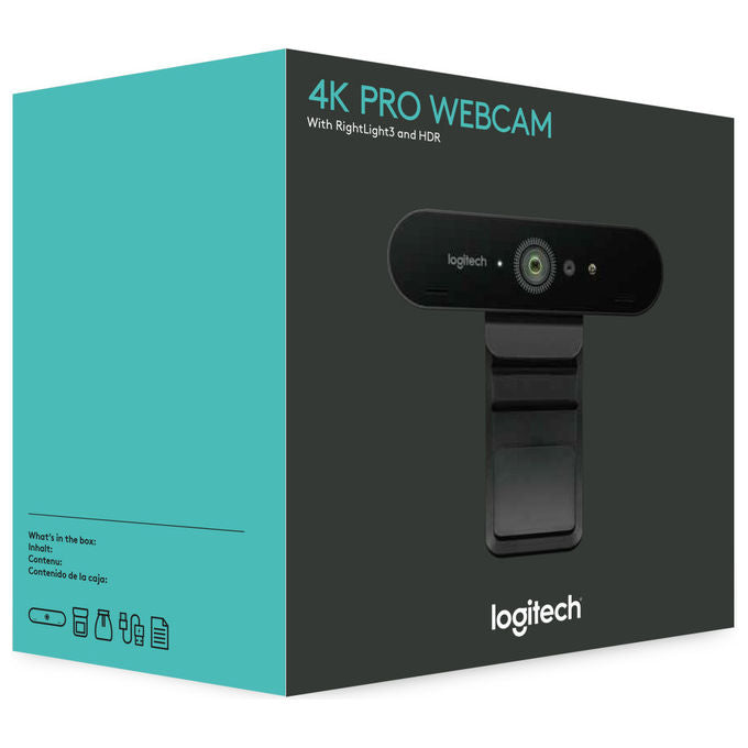 Logitech BRIO Webcam 4K Ultra HD PRO per Business, 13MP, 90fps, USB 3.2