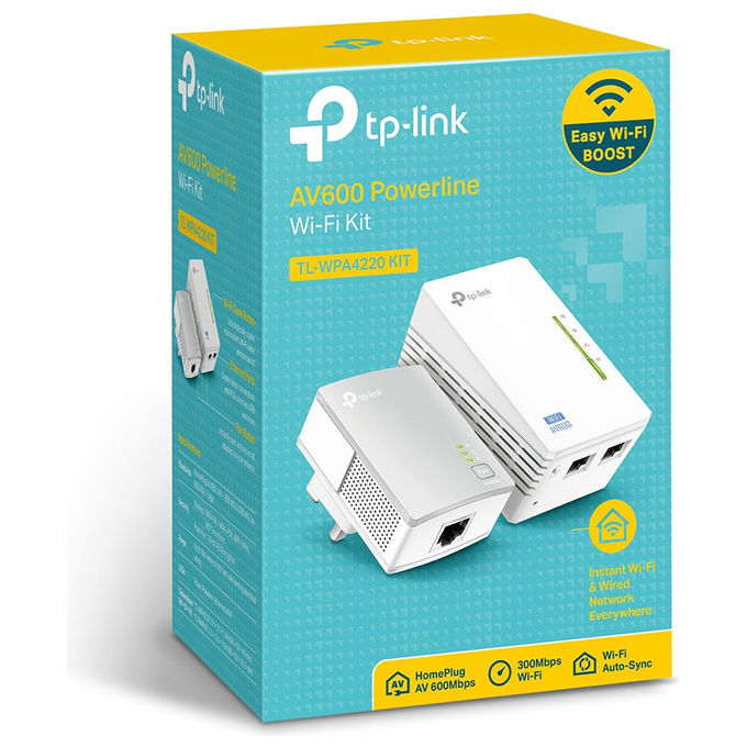 TP-LINK TL-WPA4220KIT Kit Powerline Extender Av500 600Mbps 2 Porte Ethernet Plug and Play
