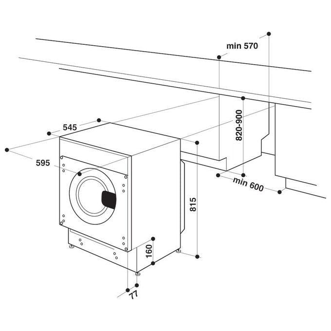 Hotpoint BI WMHG 71483 EU N Lavatrice da incasso Frontale 7 Kg 1400 rpm Classe D Motore Inverter 14 Programmi (81.5x59.5x54.5 cm) colore Bianco