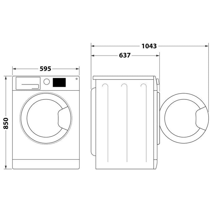Hotpoint NF825WK IT Lavatrice carica frontale 8 Kg Classe B Profondita' 60 cm Centrifuga 1200 giri Funzione Vapore Motore Inverter