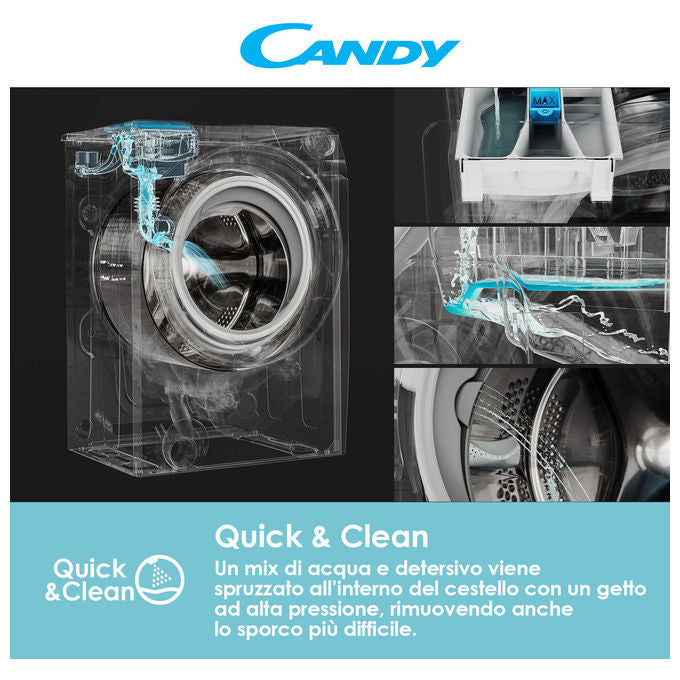 Candy RO14104DWMT1S Rapido' Lavatrice Frontale 10 Kg 1400 rpm Classe A Wi-Fi Vapore Inverter (85x60x58 cm) colore Bianco