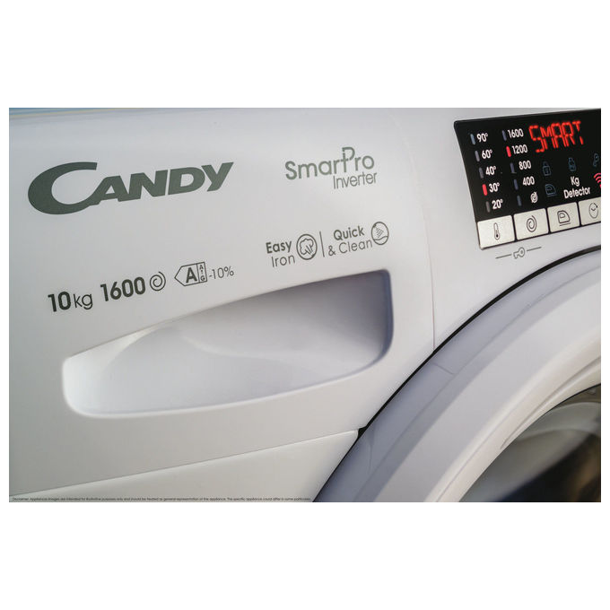 Candy CO4104TWM1S Smart Pro Inverter Lavatrice Carica Frontale 10 Kg 1400 rpm Classe A Wi-Fi Bluetooth (85x60x58 cm) colore Bianco