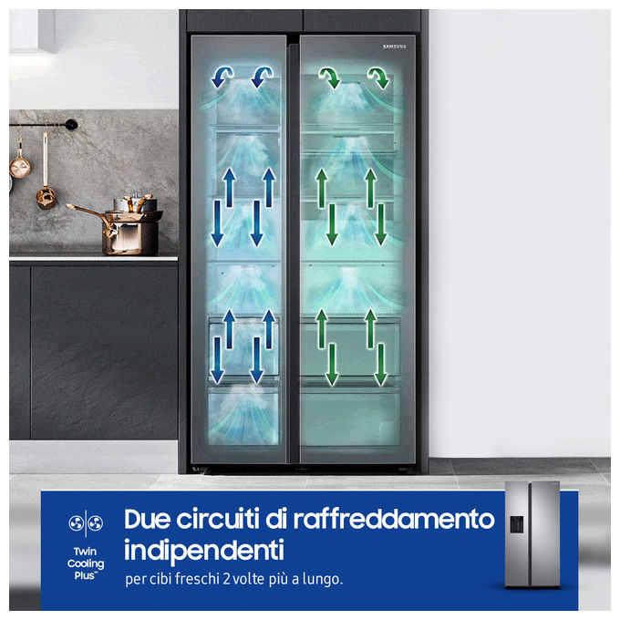 Samsung RS68A854CSL Frigorifero Side-by-Side Incasso-Libero 634 Litri Classe Energetica C Acciaio Inossidabile