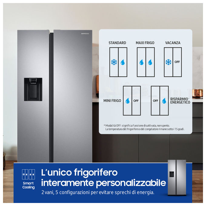 Samsung RS68A854CSL Frigorifero Side-by-Side Incasso-Libero 634 Litri Classe Energetica C Acciaio Inossidabile