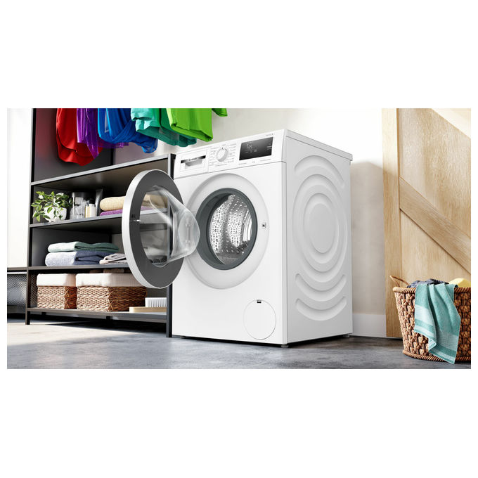 Bosch WAN24009II Serie 4 – Lavatrice a carica frontale da libera installazione 9 kg, 1200 rpm, Classe A, Iron Assist, EcoSilence Drive, ActiveWater Plus, (84,5x59,8x59,0 cm), Bianco