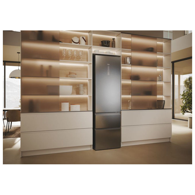Haier HTW5620DNMG Frigorifero combinato 3D 60 Serie 5 Libera installazione 414 litri 3 porte No Frost Luce Led Classe D Silver