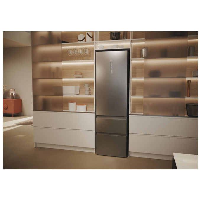 Haier HTW5620DNMG Frigorifero combinato 3D 60 Serie 5 Libera installazione 414 litri 3 porte No Frost Luce Led Classe D Silver