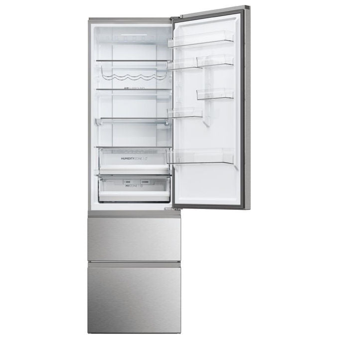 Haier HTW5620DNMG Frigorifero combinato 3D 60 Serie 5 Libera installazione 414 litri 3 porte No Frost Luce Led Classe D Silver