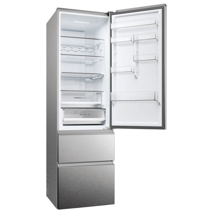 Haier HTW5620DNMG Frigorifero combinato 3D 60 Serie 5 Libera installazione 414 litri 3 porte No Frost Luce Led Classe D Silver