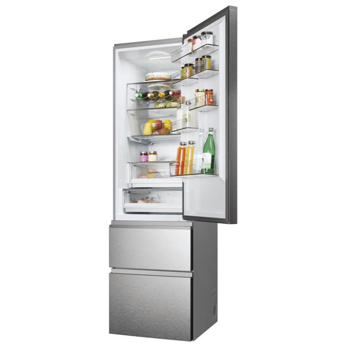Haier HTW5620DNMG Frigorifero combinato 3D 60 Serie 5 Libera installazione 414 litri 3 porte No Frost Luce Led Classe D Silver
