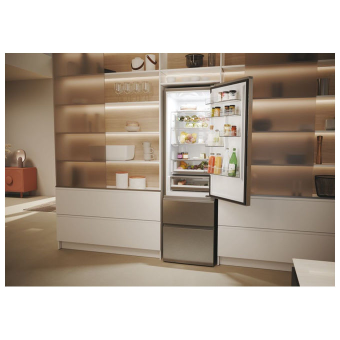 Haier HTW5620DNMG Frigorifero combinato 3D 60 Serie 5 Libera installazione 414 litri 3 porte No Frost Luce Led Classe D Silver