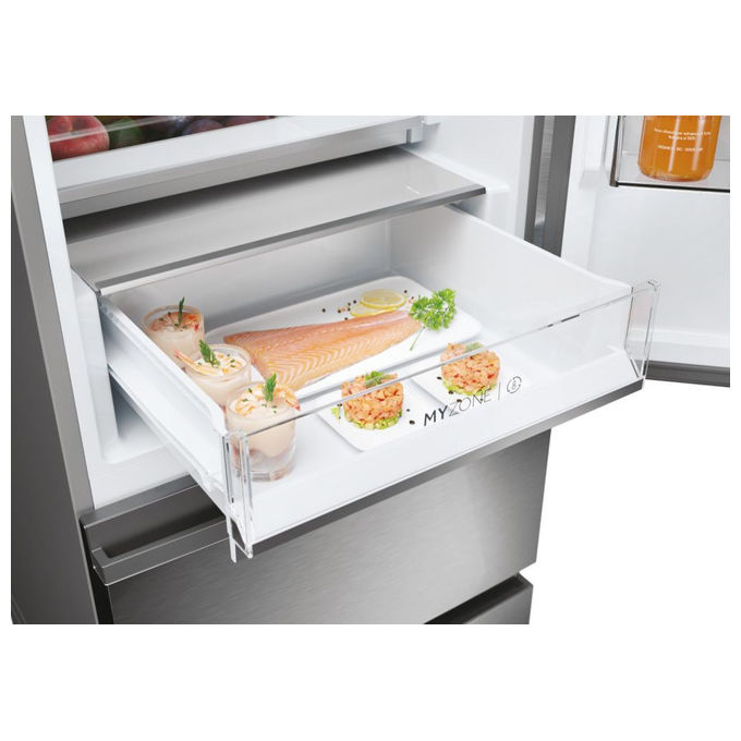 Haier HTW5620DNMG Frigorifero combinato 3D 60 Serie 5 Libera installazione 414 litri 3 porte No Frost Luce Led Classe D Silver
