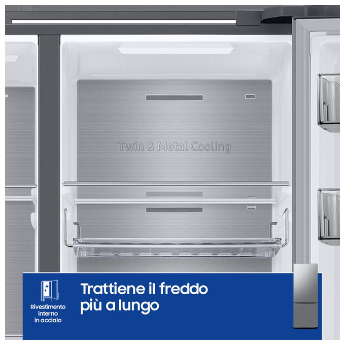 Samsung RB53DG706CS9 Frigorifero Doppia Porta Libera Installazione 538 Litri Classe Energetica C Metallico-Acciaio Inossidabile