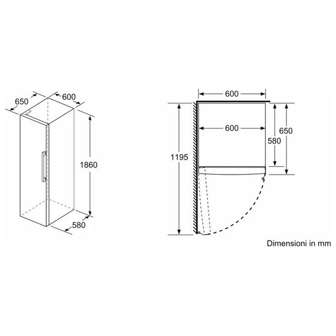 Bosch KSV36VLEP Serie 4 - Frigorifero monoporta 346 L, 186 cm, Classe E, 39 dB, VitaFresh, Acciaio inox