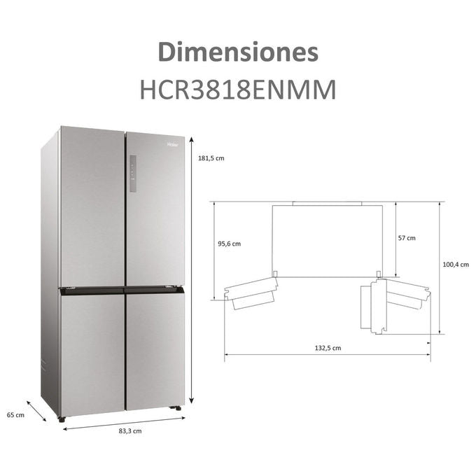Haier Cube 83 Serie 3 HCR3818ENMM Frigorifero side by side 467 Litri Classe E Acciaio inossidabile
