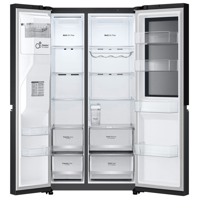 LG GSGV81EPLL - Frigorifero Side-by-Side 635 L, 179 cm, Classe E, 36 dB, Total No Frost, InstaView, DoorCooling+, Dispenser acqua e ghiaccio, Nero opaco