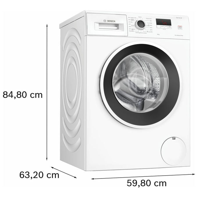 Bosch WGE03200IT Serie 2 Lavatrice Carica Frontale 8 Kg 1200 rpm Classe A EcoSilence Drive ActiveWater Plus (85x60x59 cm) colore Bianco