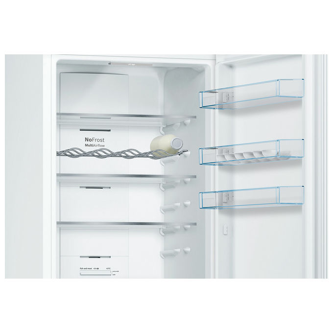 Bosch KGN39VWEQ - Serie 4 - Frigorifero Combinato 368 L, 203 cm, Classe E, 39 dB, Total No Frost, Multi Airflow, Bianco